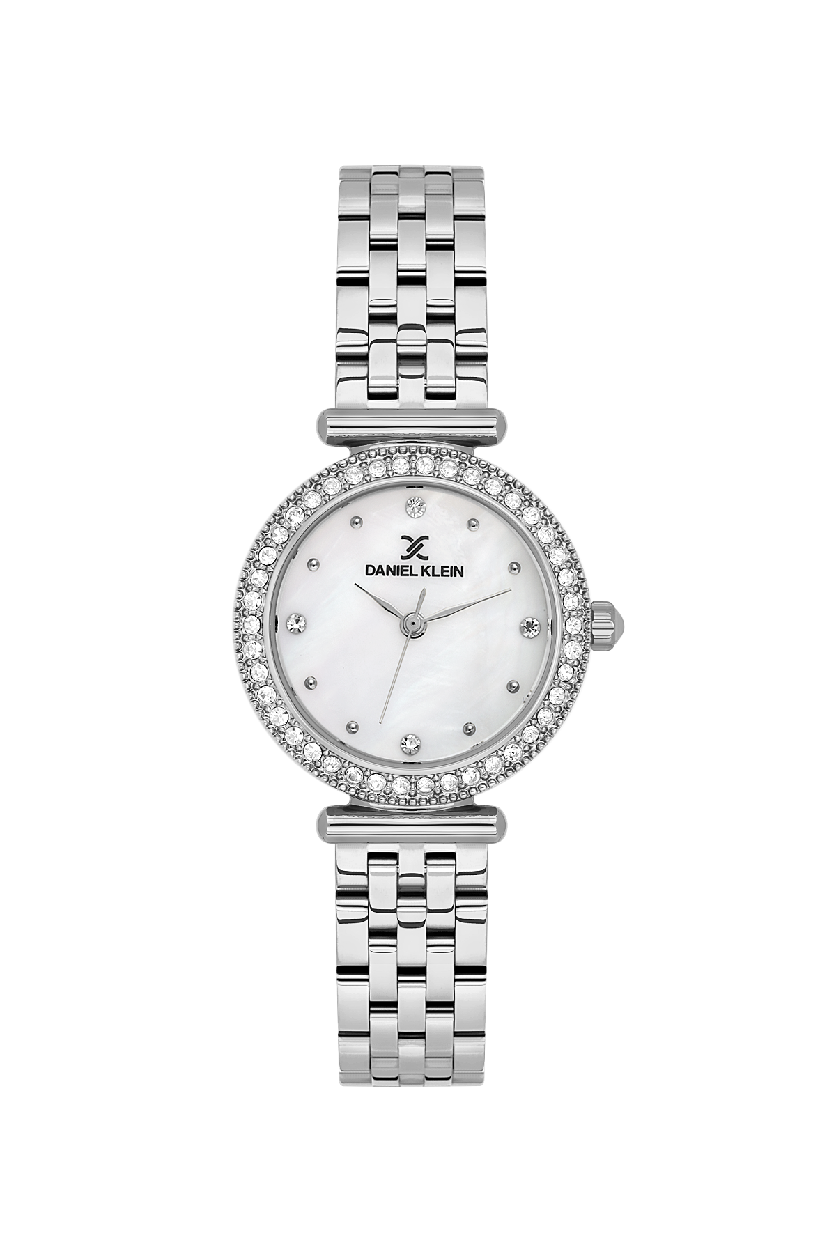 Daniel Klein Women’s Crystal-Embellished Silver-Tone Bracelet Watch