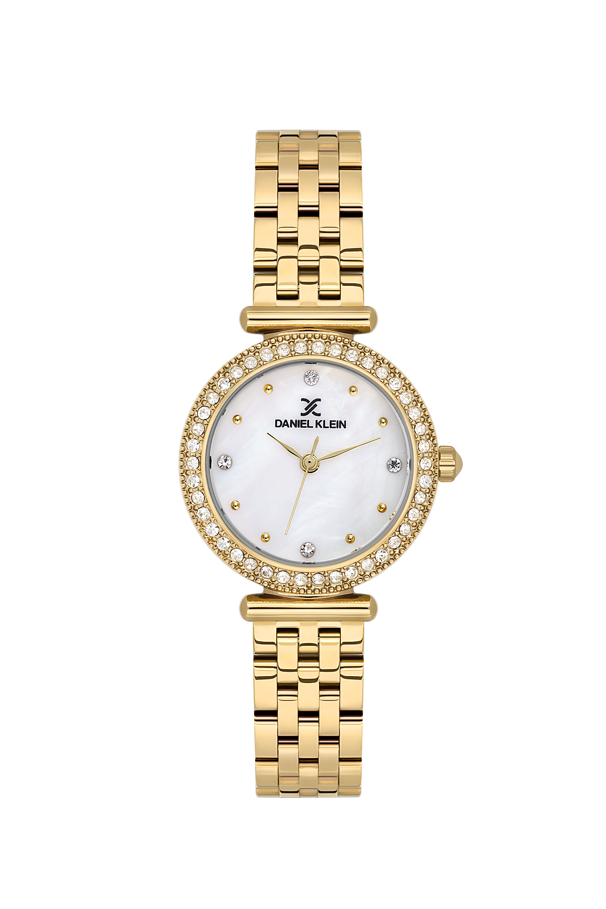 Daniel Klein Women’s Crystal-Set Gold-Tone Bracelet Watch