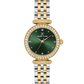 Daniel Klein Women’s Crystal-Set Green Dial Two-Tone Bracelet Watch