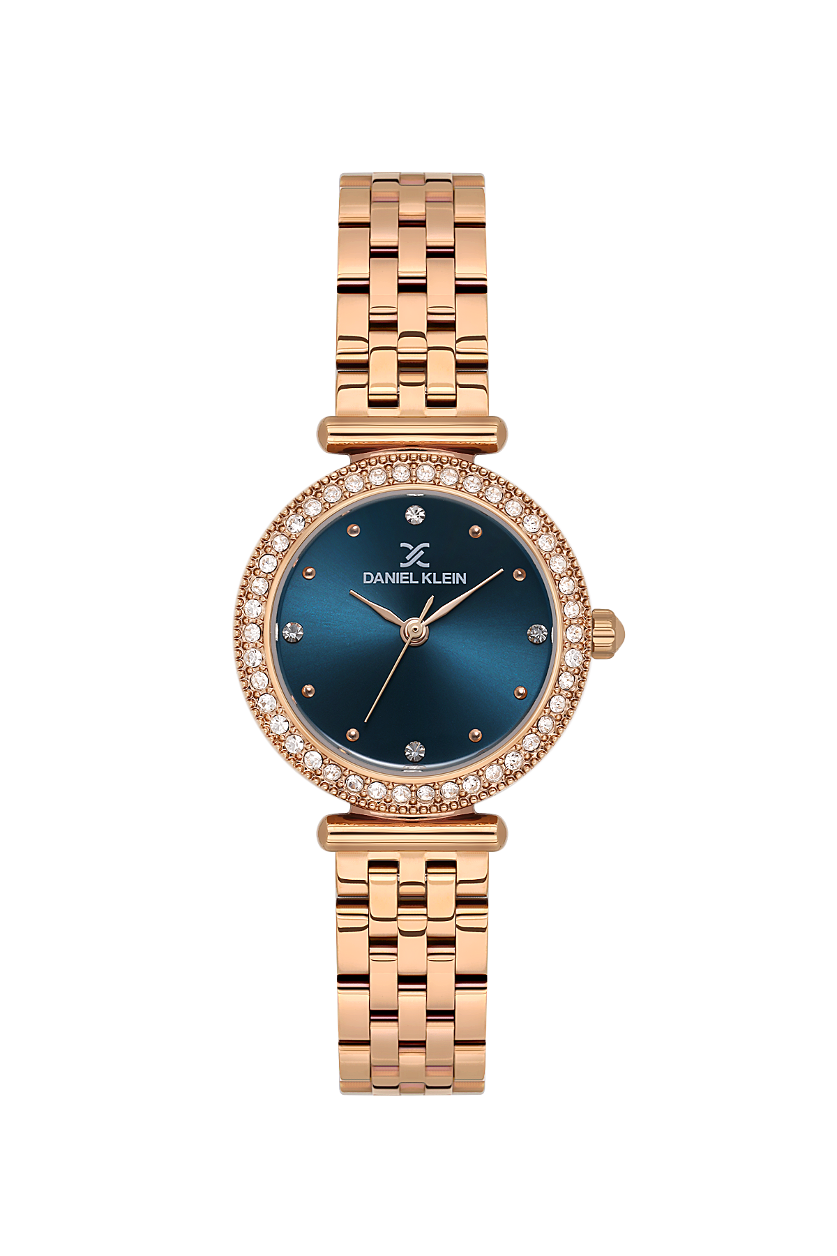 Daniel Klein Women’s Crystal-Set Rose Gold-Tone Bracelet Watch