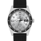 Daniel Klein Men’s Diver-Inspired Silver Dial Watch with Black Silicone Strap