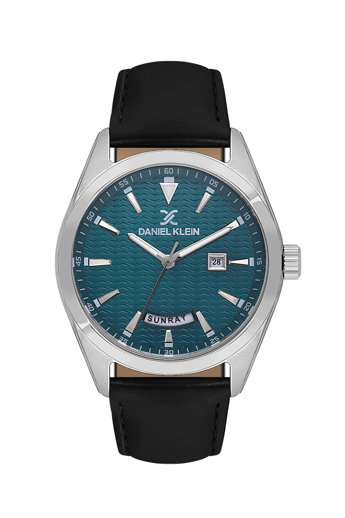 Daniel Klein Men’s Silver-Tone Watch with Turquoise Textured Dial