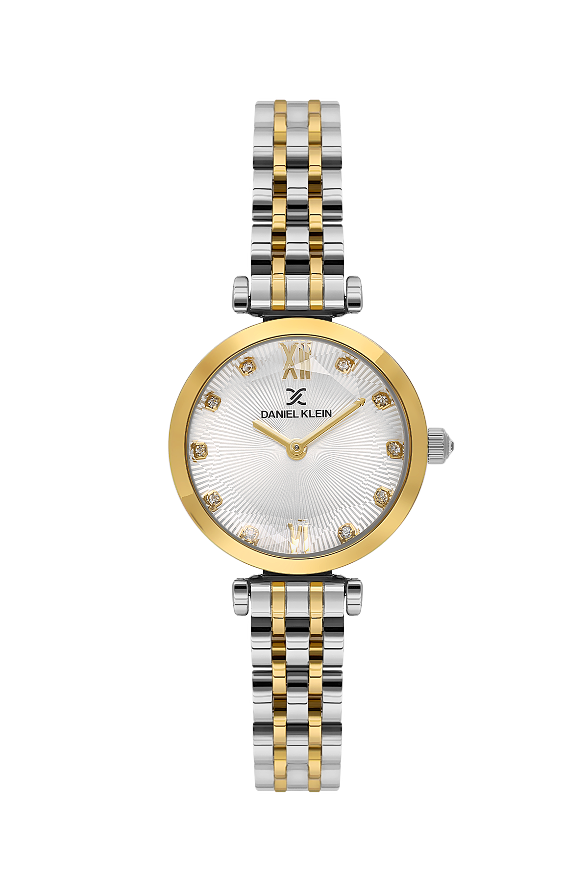 Daniel Klein Women’s Two-Tone Crystal Accent Watch with Silver Sunray Dial