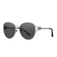 Daniel Klein Silver Round Geometric Sunglasses