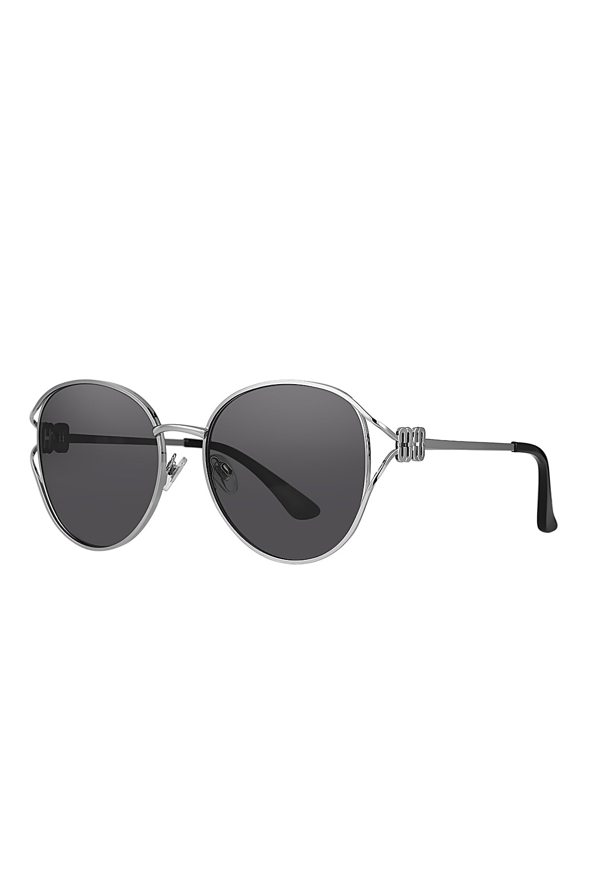 Daniel Klein Silver Round Geometric Sunglasses