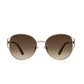 Daniel Klein Gold Round Geometric Sunglasses with Brown Gradient Lenses