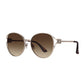 Daniel Klein Gold Round Geometric Sunglasses with Brown Gradient Lenses