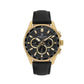 Daniel Klein Exclusive Men’s Multifunction Gold-Tone Black Leather Strap Watch