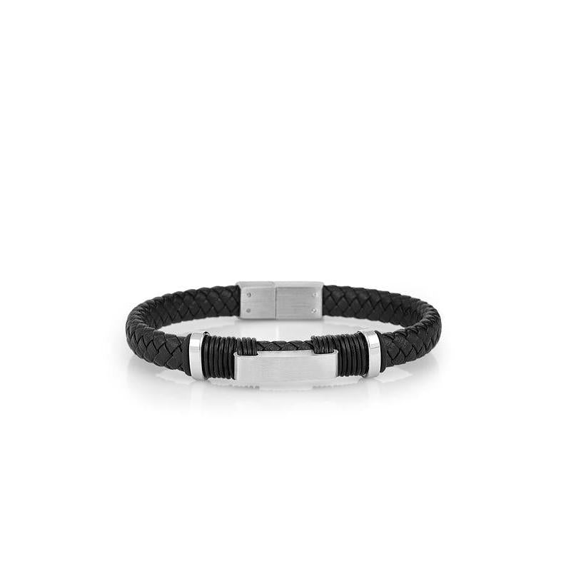 Daniel Klein Gents Black Leather Bracelet