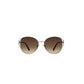 Daniel Klein Gold Round Geometric Sunglasses with Brown Gradient Lenses