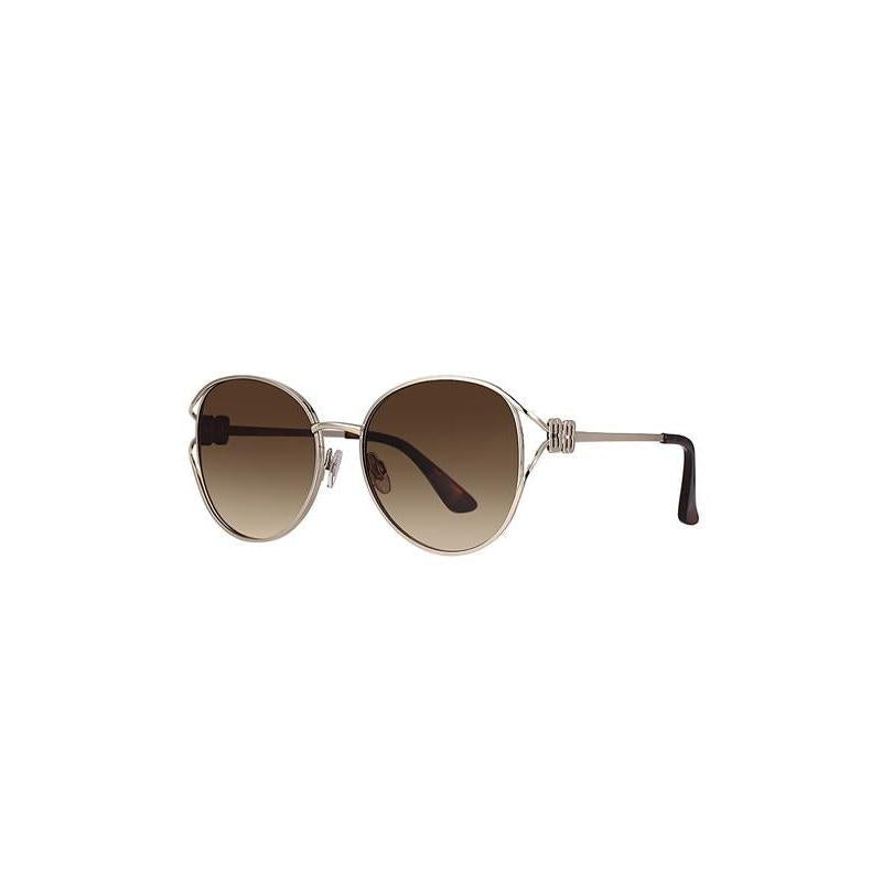 Daniel Klein Gold Round Geometric Sunglasses with Brown Gradient Lenses