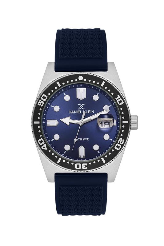 Daniel Klein Men’s Diver-Inspired Blue Dial Watch with Blue Silicone Strap