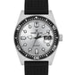 Daniel Klein Men’s Diver-Inspired Silver Dial Watch with Black Silicone Strap