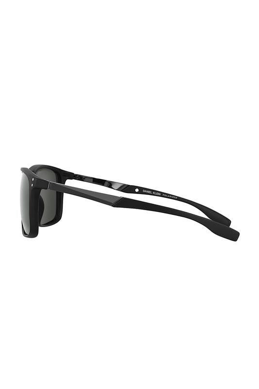 Daniel Klein Men's Matte Black Square Sunglasses – Green Lenses