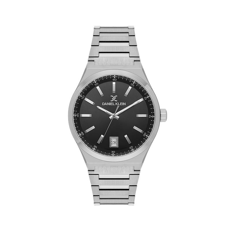 Daniel Klein Men’s Silver Stainless Steel Watch with Black Dial