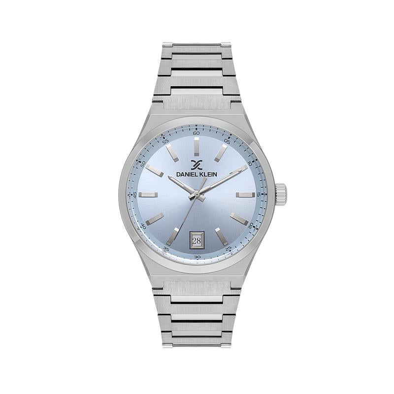 Daniel Klein Men’s Silver Stainless Steel Watch with Ice Blue Dial