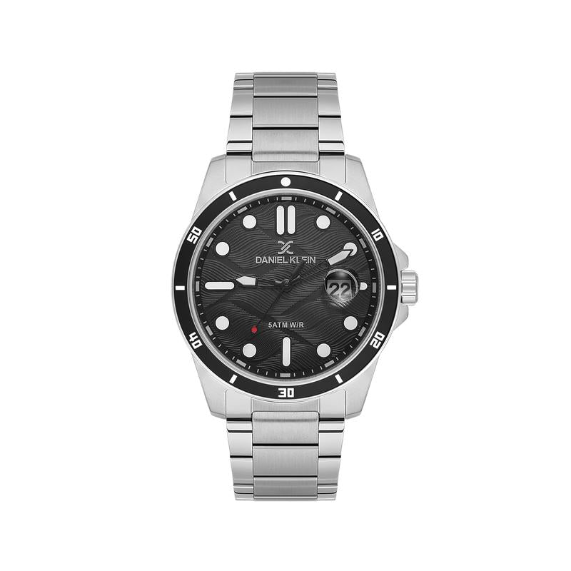 Daniel Klein Men’s Stainless Steel Diver-Style Watch with Textured Black Dial