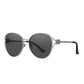 Daniel Klein Silver Round Geometric Sunglasses