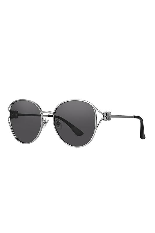 Daniel Klein Silver Round Geometric Sunglasses