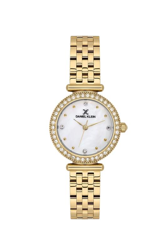 Daniel Klein Women’s Crystal-Set Gold-Tone Bracelet Watch