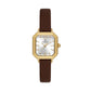 Daniel Klein Women’s Gold Square Case Watch with Brown Leather Strap