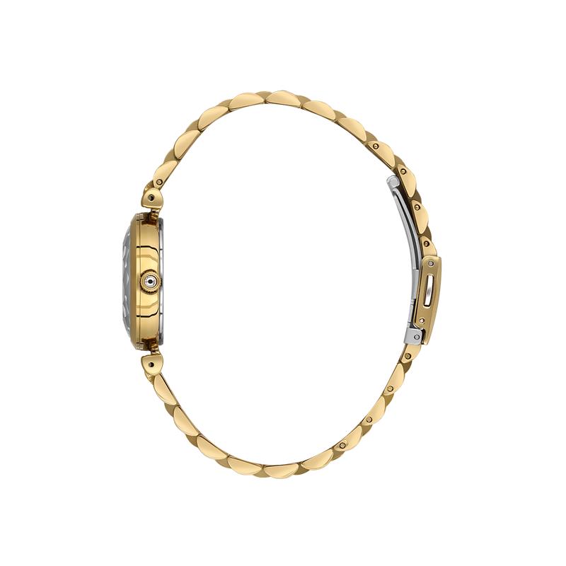 Daniel Klein Women’s Gold-Tone Crystal Accent Watch with Sunray Silver Dial
