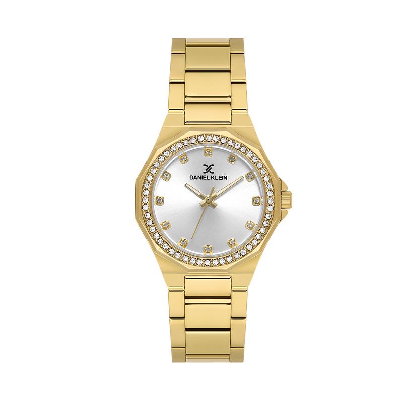 Daniel Klein Women’s Gold-Tone Crystal-Set Bracelet Watch