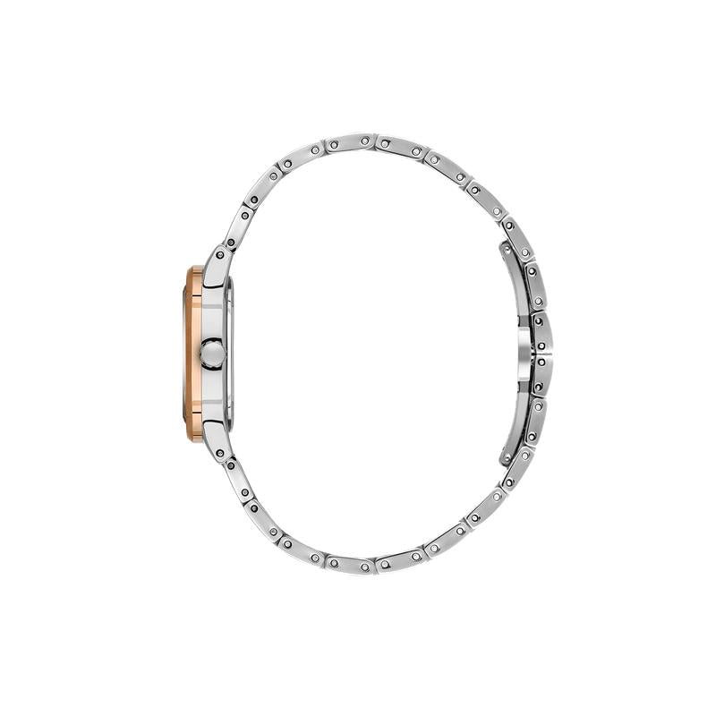 Daniel Klein Women’s Silver & Rose Gold Two-Tone Watch with Cushion Case